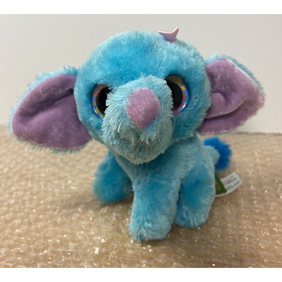 Wild Republic baby Blue Purple Elephant  5.5 inch Plush Sparkle Eyes 2015 - Picture 2 of 7